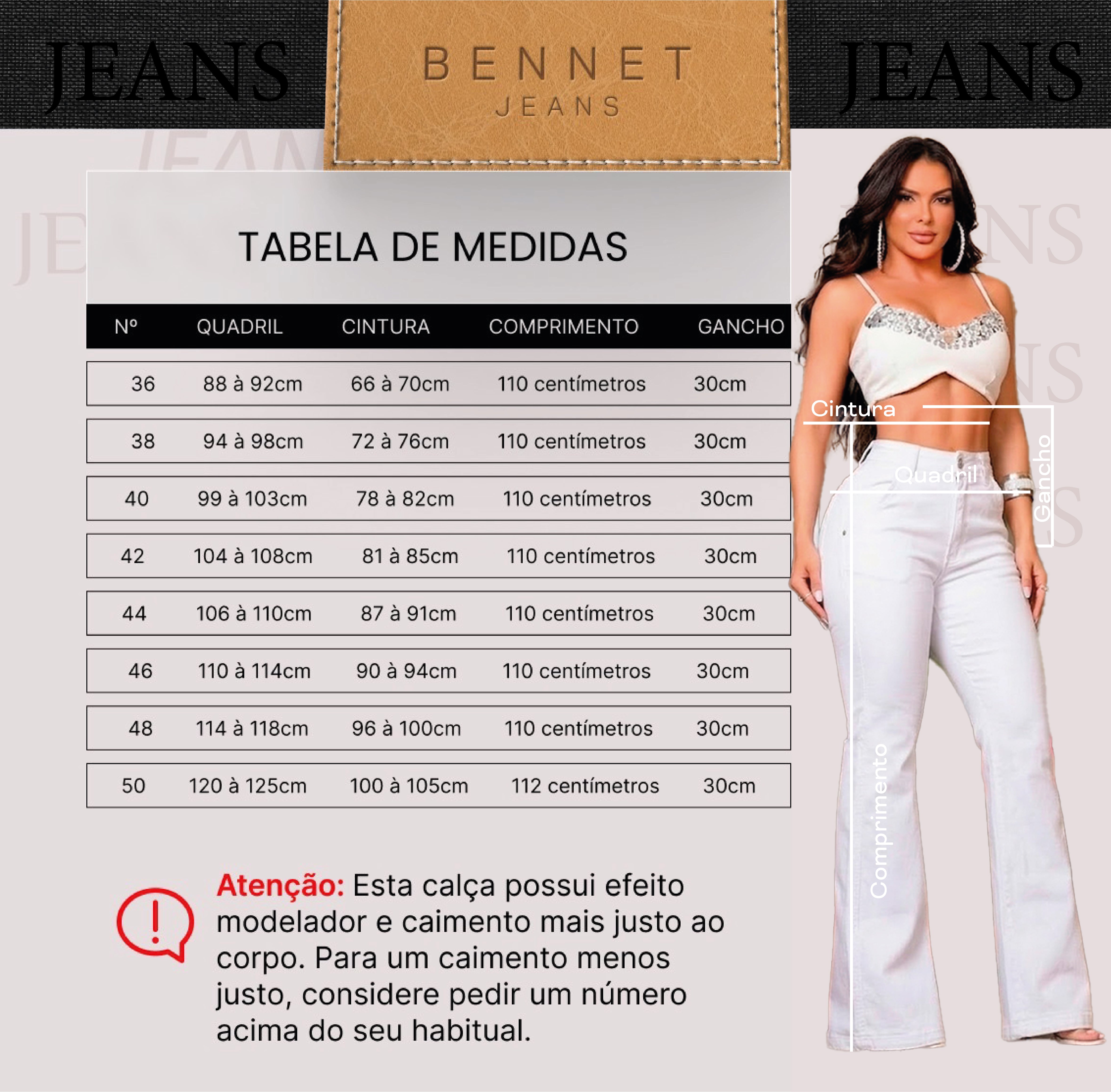 Calça Jeans Flare Branca Cintura Alta Ref: 0CJ67 – Bennet Jeans