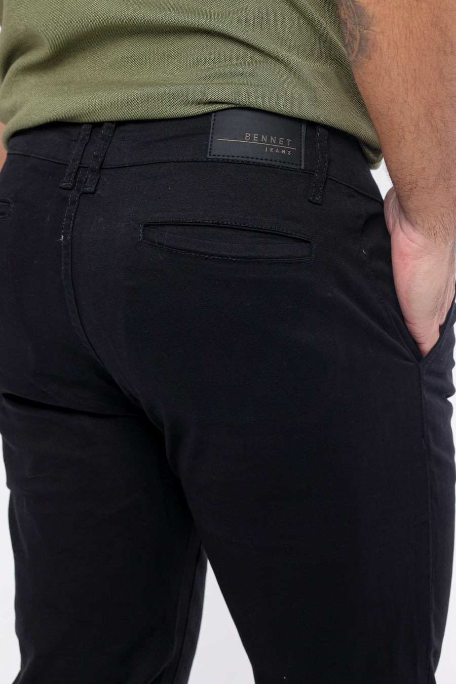 Calça Jeans Bolso Faca Alfaiataria Preta Ref:CJM42