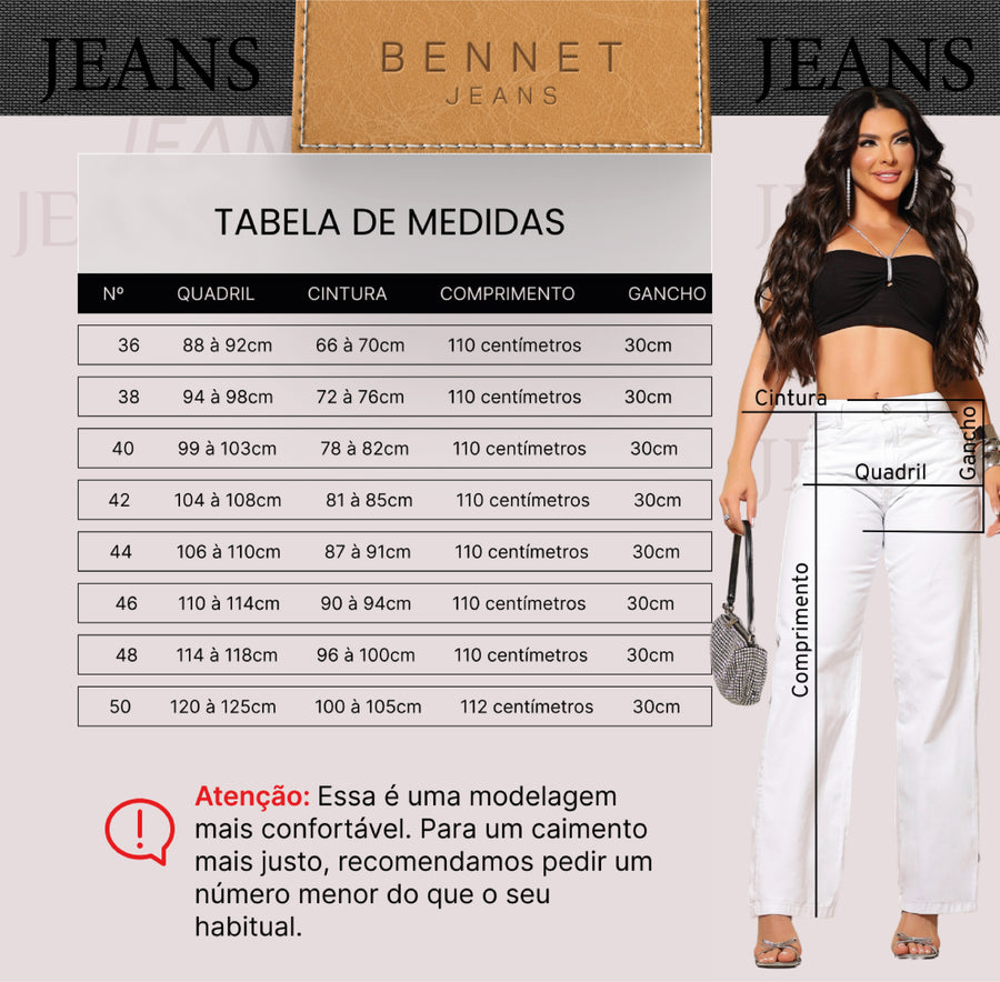 Calça Jeans Wide Leg Branca Cintura Alta Ref: 0CJ46