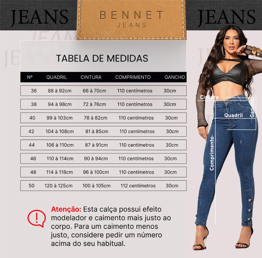 Calça Jeans Skinny Cintura Alta Barra Detalhes Escura Ref: 0CJ48