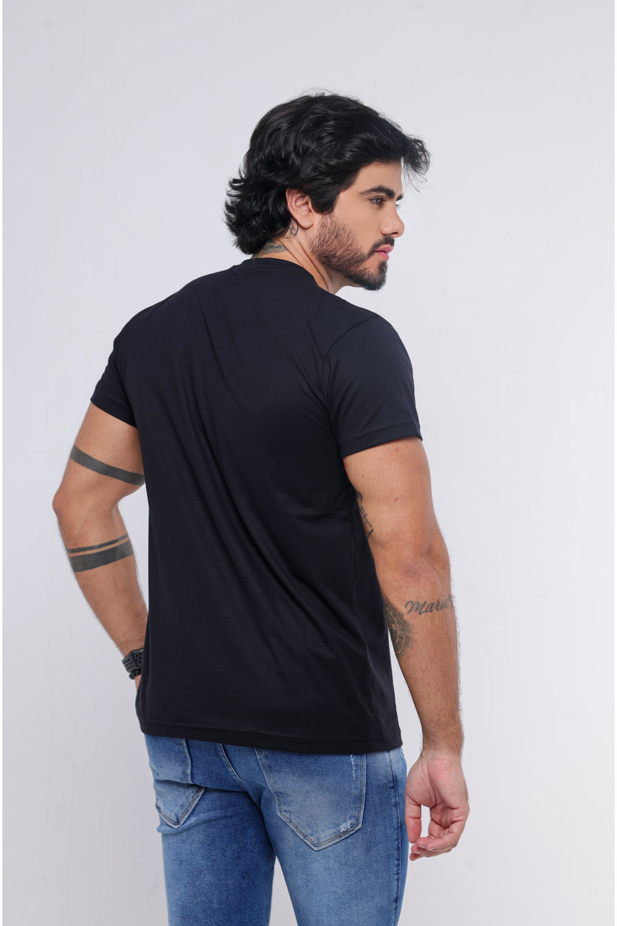 Camisa Preta Gola Careca
