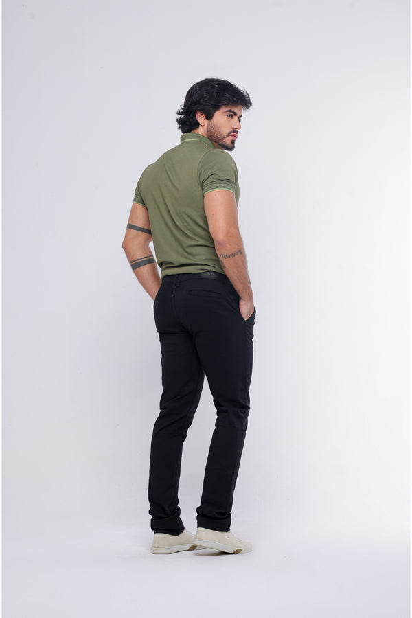 Calça Jeans Bolso Faca Alfaiataria Preta Ref:CJM42