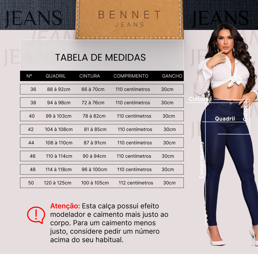 Calça Jeans Skinny Botões na Barra Cintura Alta Ref: 0CJ29