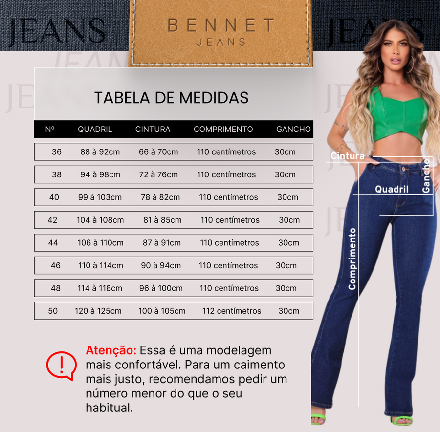 Calça Jeans Flare Cintura Alta Bolso Faca Barra Reta Ref: 0CJ44