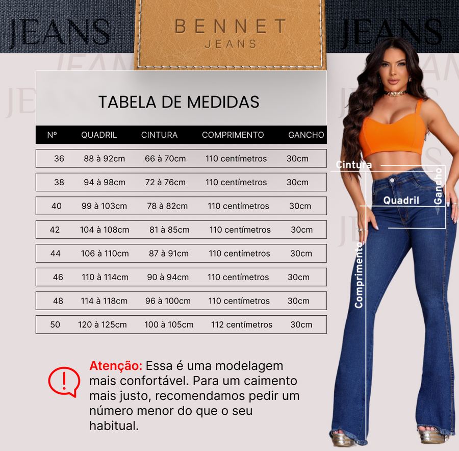 Calça Jeans Flare Cintura Alta Barra Desfiada Ref: 0CJ12