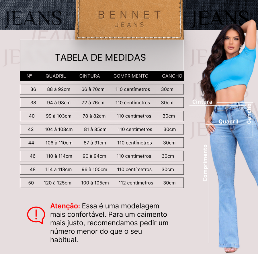 Calça Jeans Flare Cintura Alta Bolso Faca Ref: 0CJ07