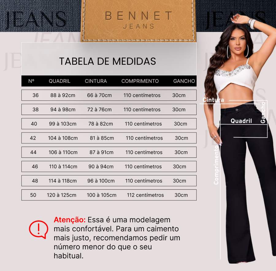 Calça Jeans Flare Preta Cintura Alta Bolso Faca Barra Reta Ref: 0CJ06