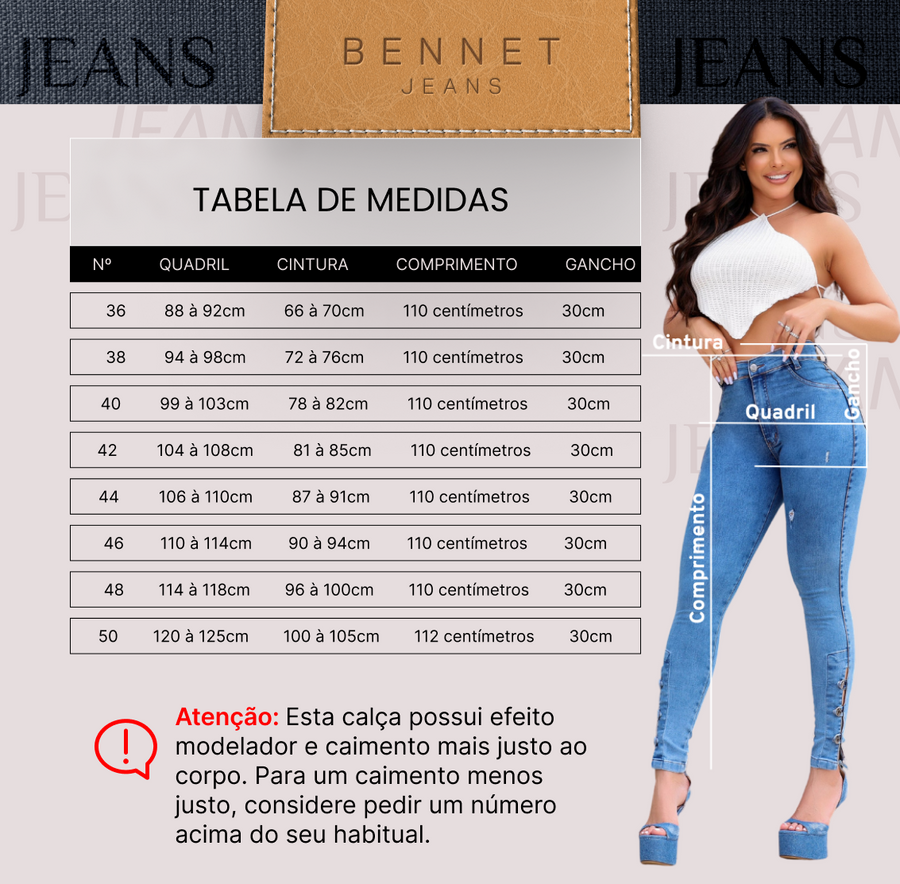 Calça Jeans Skinny Cintura Alta Barra Detalhes Ref: 0CJ13