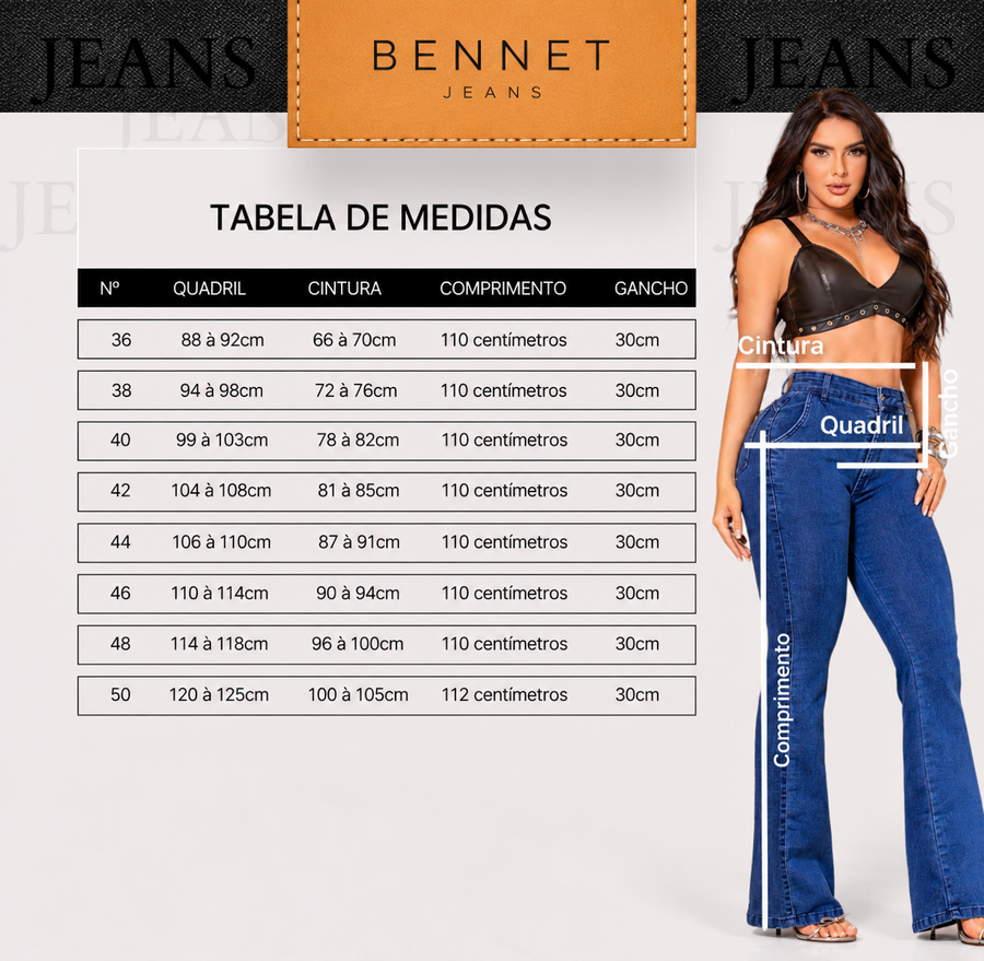 Calça Jeans Flare Cintura Alta Bolso Faca Barra Reta Ref: 0CJ44