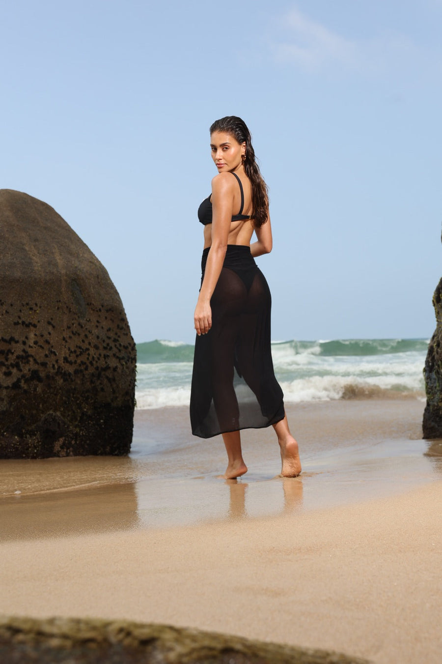 Biquíni Lust + Saia Envelope Saara Tule Preto
