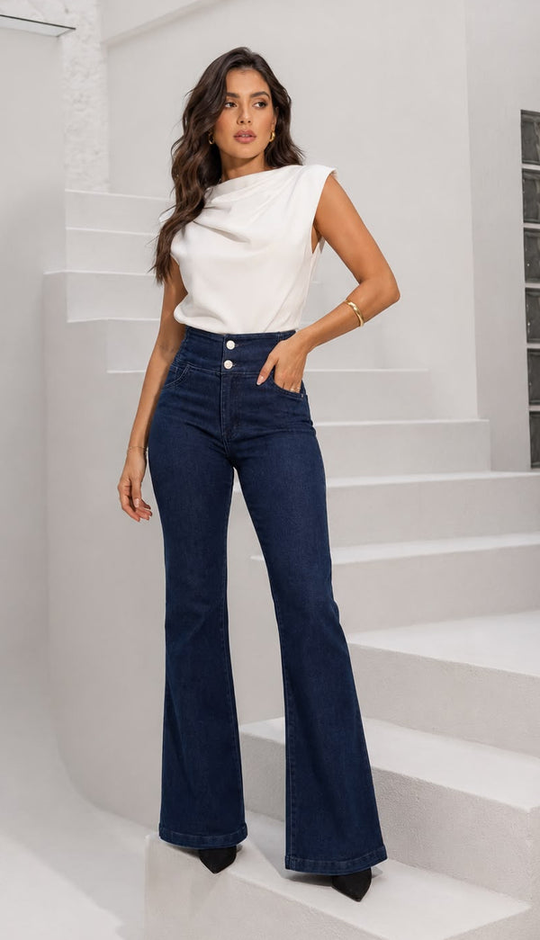 Calça Jeans Flare Cintura Alta Cós Super Modelador Ref: 0CJ70