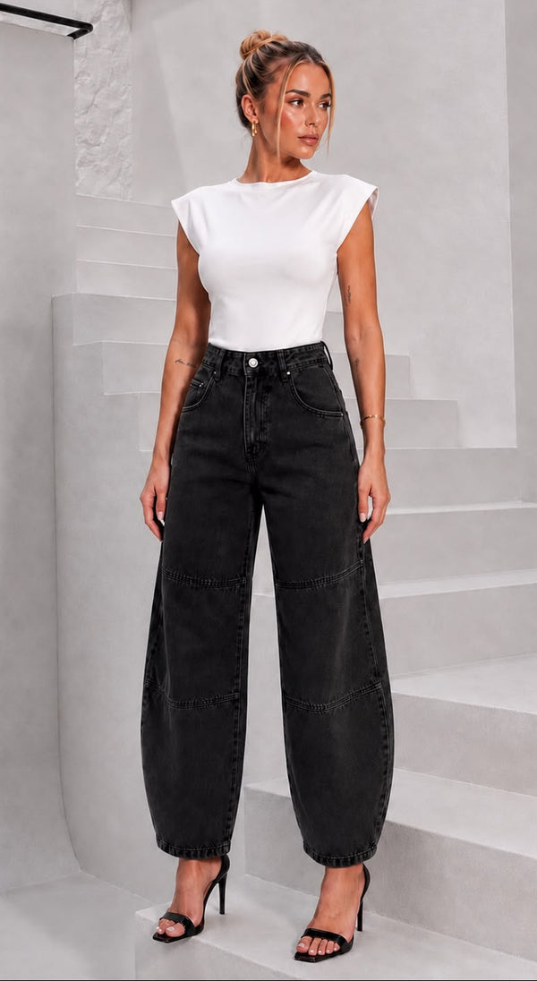Calça Jeans Ballom Cinza Black Detalhes Ref: 0CJ82