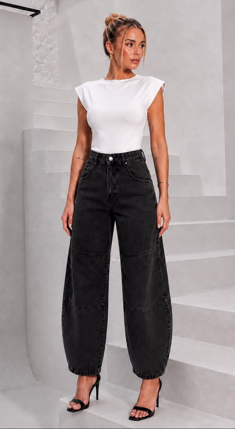 Calça Jeans Ballom Cinza Black Detalhes Ref: 0CJ82