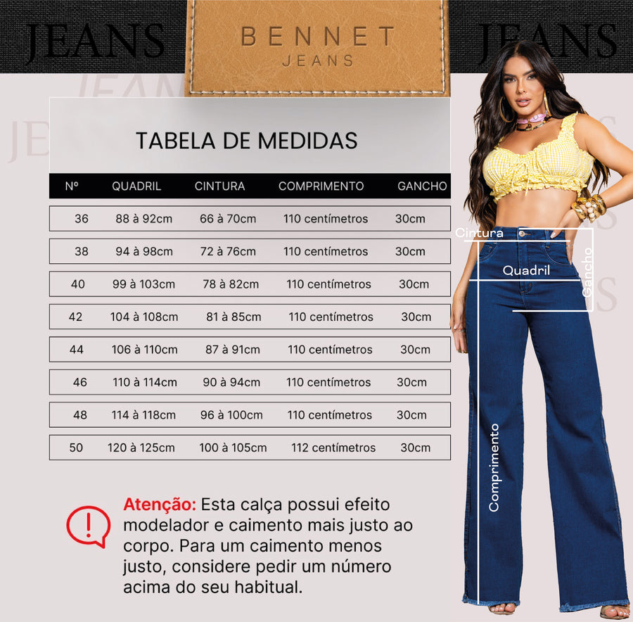 Calça Jeans Wide Leg Modeladora Cintura Alta Ref: 0CJ51