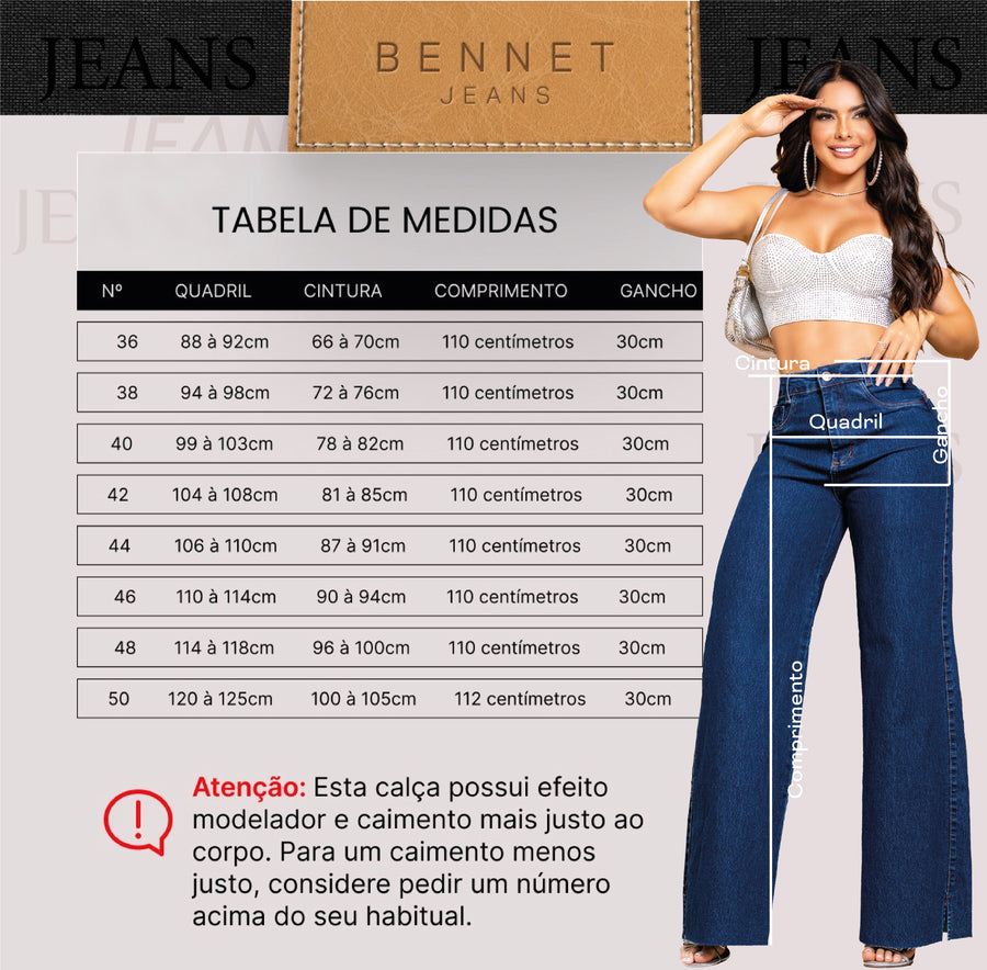 Calça Jeans Pantalona Cintura Alta  Ref: 0CJ53