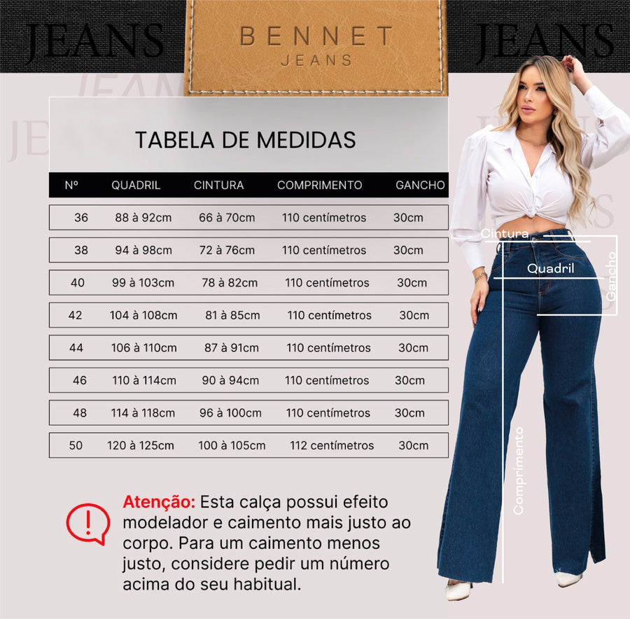 Calça Jeans Wide Leg Escura Cintura Alta Barra Aberta Ref: 0CJ54